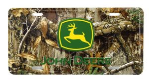 97055 - Camouflage metalen bord met JOHN DEERE-logo - 15x30 cm