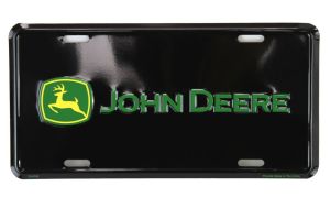 97058-DEERE - Zwart metalen bord met JOHN DEERE-logo - 15x30 cm