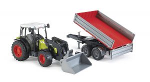 BRU2112 - CLAAS Nectis 267 F met lader en aanhanger Schaal: 1/16