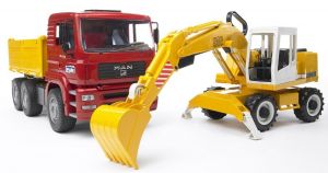 BRU2751 - Kipper met LIEBHERR shovel Schaal: 1/16