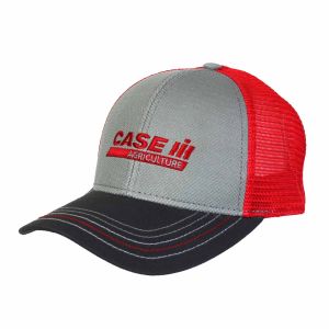 CNH101 - Grijze en zwarte CASE IH pet met rood gaas