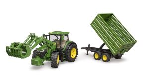 BRU3155 - JOHN DEERE 7R350 met voorlader en aanhanger