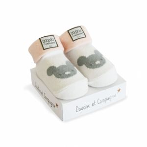 DC3702-1 - Geboortesok - Wit; roze met teddybeer