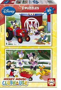 EDU15290 - 2 puzzels 20 stukjes DISNEY - Mickey op de boerderij