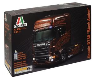 ITA3897 - SCANIA R730 V8 4x2 Show Trucks Zwart Amber-model om te monteren en te schilderen