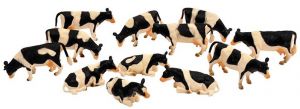 KID571929 - Kavel van 8 staande en 4 liggende koeien HOLSTEIN