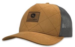 MC13083322CB - John Deere bruine gewatteerde pet met grijze mesh achterkant