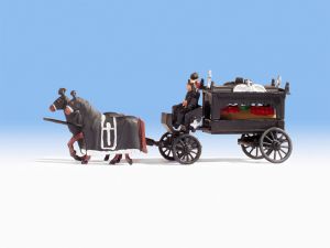 NOC16714 - Lijkwagen met paarden en koetsier