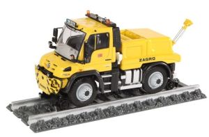 NZG9104 - MERCEDES BENZ Unimog U 430 geel ZAGRO spoor/weg Duitse DB