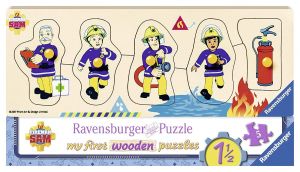 RAV032372 - Houten puzzel - 5 stukjes - Brandweerman SAM - Sam en zijn vrienden - 24 x 13 cm