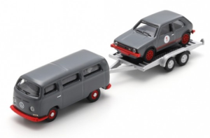 SCH87U00067 - VOLKSWAGEN T2 Bus met aanhanger en VOLKSWAGEN Golf I GTI