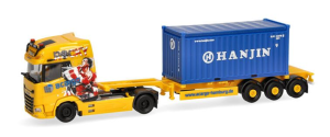 HER320672 - DAF XG 4x2 met 20-voets Acargo-containerdrager, 3 assen, OPEN TOP HANJIN