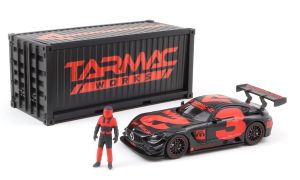 T64-008-4A3R - MERCEDES AMG GT3 #3 2018 met container en beeldje Rouge en zwart