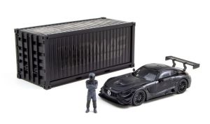T64-008-4A4B - MERCEDES AMG GT3 #4 2018 met container en figuur Zwart
