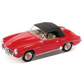WEL701204R - MERCEDES BENZ 190sl 1955 gesloten cabriolet rood frictiemodel