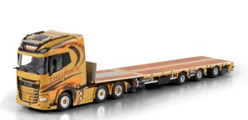WSI01-5091 - DAF XG+ 6x2 met 3-assige uitschuifbare platte oplegger THURIES