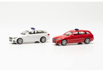 HER013284-003 - Kit van 2 auto's MERCEDES-BENZ C-Klasse wit en rood