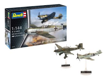 REV03770 - 2 militaire vliegtuigen MESSERSCHMITT Bf109E & Junkers om te monteren en te schilderen