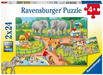 RAV078134 - Puzzel van 2x24 stukjes Een dag in de dierentuin