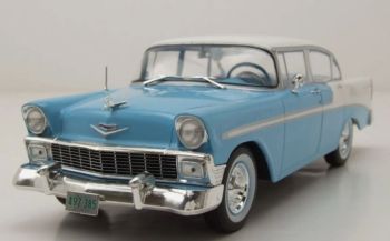 WBXWB124248 - 1956 CHEVROLET Bel Air 4-deurs Hardtop, Blauw en Wit