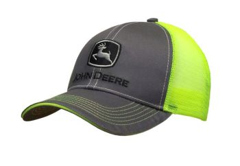 MC13080411CH - John Deere grijze en fluorescerende gele pet met mesh achterkant