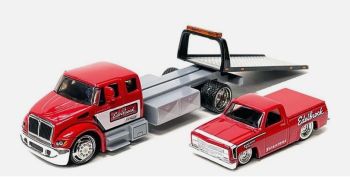 MST15055MJR - INTERNATIONAL Durastar Flatbed met pick-up CHEVROLET 1500 1987 - EDELBROCK in blisterverpakking