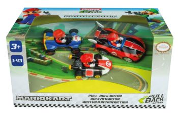 CARRERA15813016 - 3 Friction voertuigen met coureur MARIO KART