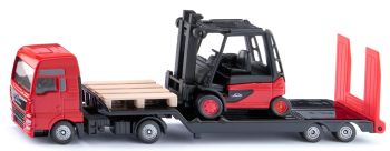 SIK1763 - MAN Lkw 4x2 met dieplader en LINDE heftruck