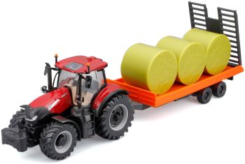 BUR31687 - CASE IH Optum 300 CVX met laadbak en strobalen (wrijvingsaandrijving)