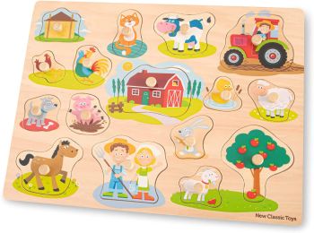 NCT10440 - 17 delige houten boerderij puzzel