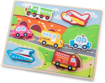 NCT10520 - 7-delige houten puzzel transportvoertuigen