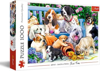 TRF10556 - Puzzel van 1000 stukjes - Honden in de tuin