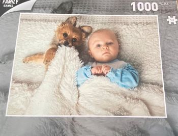 GLOT107-1 - 1000 stukjes puzzel baby met zijn hond