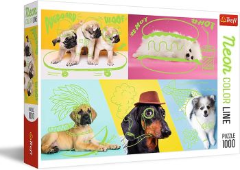 TRF10578 - Puzzel 1000 stukjes Honden met groene neonkleur