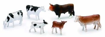 NEW05593E - Set van 3 staande koeien, 2 kalveren en 1 stier