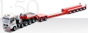 CON70195 - MAN TGX XXL 10x4 Met 5-assige uitschuifbare dieplader en 2-assige "FAYMONVILLE" dolly