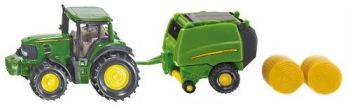 SIK1665 - Trekker JOHN DEERE 7530 met JOHN DEERE 990 balenpers en 2 balen