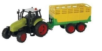 KID510653D - Groene Claas Frictietractor met Veetrailer