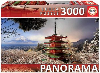 EDU18013 - Legpuzzel van 3000 stukjes Mount Fuji en Chureito Pagoda in Japan
