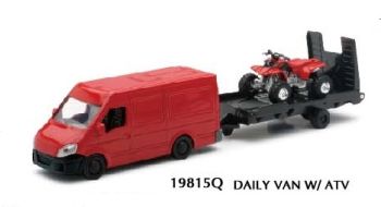 NEW19815C - Rode bestelwagen met aanhanger en rode quad
