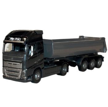 EMEK22353 - VOLVO FH16 4x2 zwart met 3-assige kipper