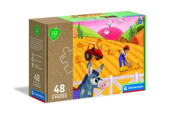 CLE25268 - 3 48-delige boerderijdieren puzzels