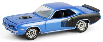 GREEN28160-D - PLYMOUTH Cuda 440 6BBL 1971 Blauw 60e verjaardag CUDA in blisterverpakking