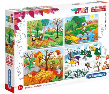 CLE21408 - 4 Puzzels 20-60-100-180 stukjes - De 4 seizoenen