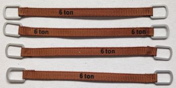 YCC336-1 - Set van 4 hijsbanden 6 Ton van 8cm Donkerbruin