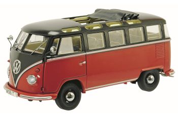 SCH284 - VOLKSWAGEN T1 Samba "Rood en Zwart" Gelimiteerd tot 1500 Ex Schaal: 1/18