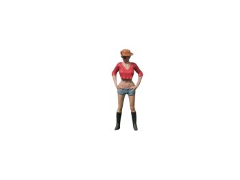 ATLAN32023_ROUGE - Vrouw staand met rode hoed en bezel
