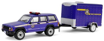 GREEN32315-B - JEEP Cherokee 2001 New York Police met aanhangwagen uit de HOT PURSUIT-serie in blisterverpakking