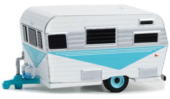 GREEN34140-B - Blauw en wit 1958 Siesta woonwagen uit de HITCHED HOMES serie in blisterverpakking