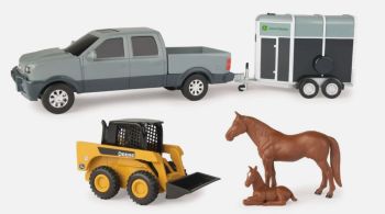 ERT37656-SKID - Pick-up met mini-lader JOHN DEERE en paarden